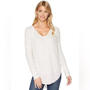 NWOT Free People We The Free Catalina Raw Seams Slouchy Knitted Thermal Top L